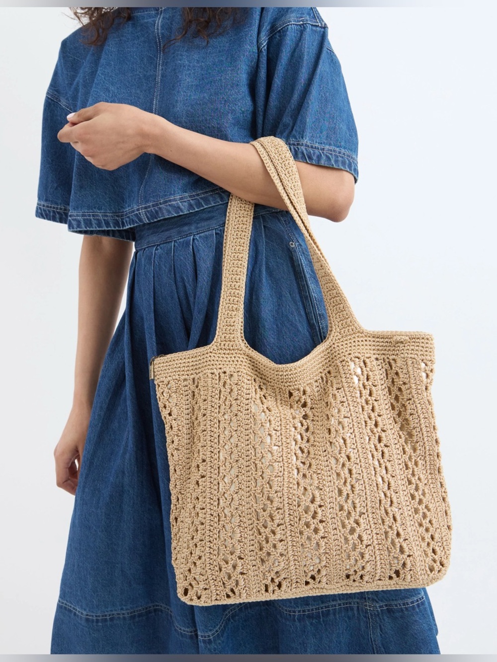 The Sak Hand-Crocheted Sola Carryall Tote - Bamboo with Gold - Picture 1 of 10